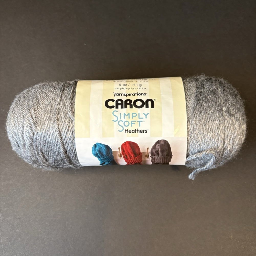 Caron Simply Soft Heathers Yarnspirations Yarn Skein Grey Heather 5 oz 250 yds‎